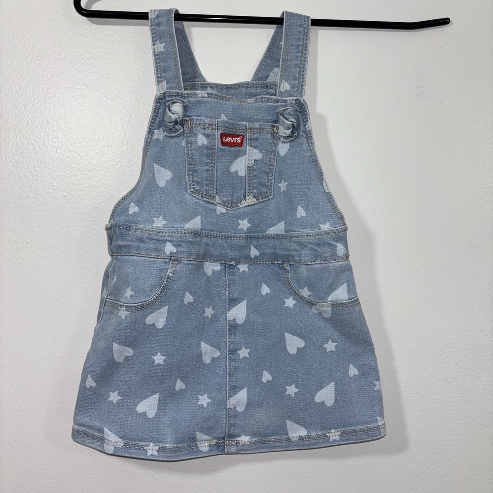 Girls Levi's Denim Overall HEART‎ Dress Jumper Skirt Overalls Size 18M